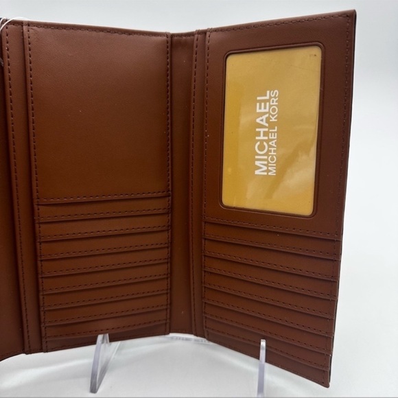 Michael Kors Lg Double Zip Wallet Wristlet & Trifold Wallet Brown | BUNDLE DEAL - Picture 8 of 13